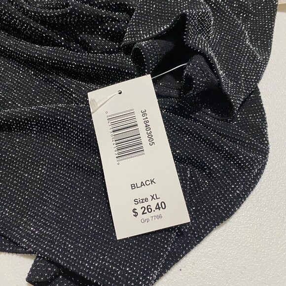 BonWorth Blouse Women’s XL Black Sparkle Metallic Shimmer Party Glam Holiday NWT - Picture 9 of 9